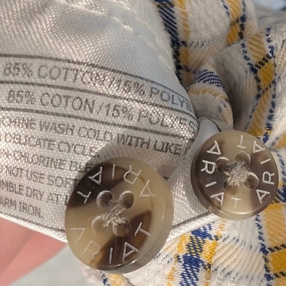 Ariat Men's yellow Blue Plaid Western Long Sleeve Casual Cotton Large Causal - Picture 3 of 5